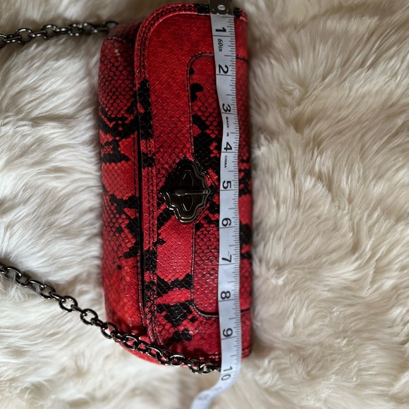 OrYANY Leather Snakeskin Style Red Shoulder Handbag Clutch New - Picture 11 of 11